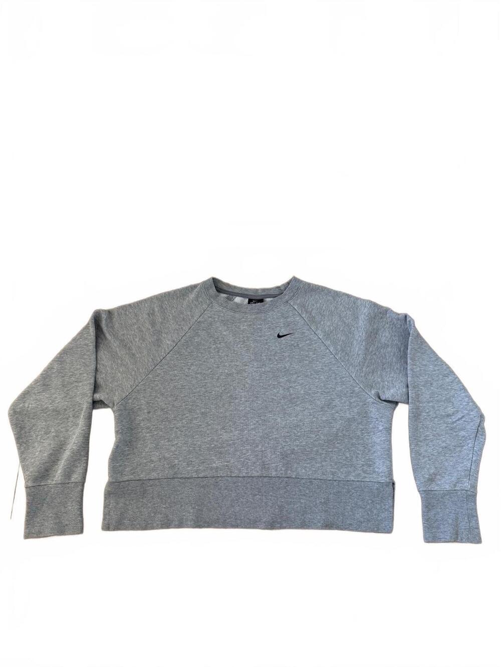 Nike Grey Crewneck Sweatshirt with Back Logo & Shoulder Slit Details | Size M